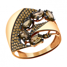 Золотое кольцо Александра кл2401-4ск с фианитом и раухтопазом кл2401-4ск фото