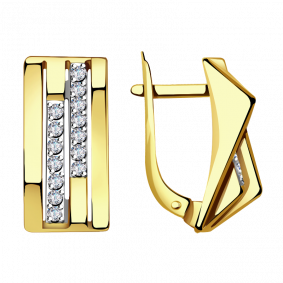 Серьги из лимонного золота Александра кл2402асл с фианитом кл2402асл фото