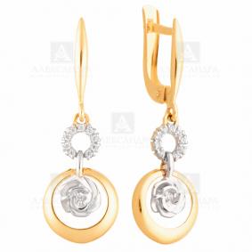 Золотые серьги Александра кл2408аск с фианитом кл2408аск фото