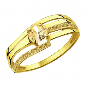 Кольцо из лимонного золота Александра кл2410-81сл с Swarovski кл2410-81сл фото