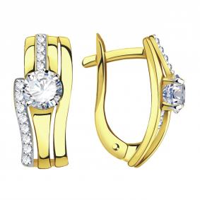 Серьги из лимонного золота Александра кл2410а-62сл с Swarovski кл2410а-62сл фото
