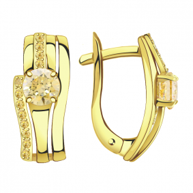 Серьги из лимонного золота Александра кл2410а-81сл-ш с Swarovski кл2410а-81сл-ш фото