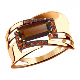 Золотое кольцо Александра кл2413-2ск с фианитом и гранатом кл2413-2ск фото