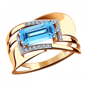 Золотое кольцо Александра кл2413-78ск с топазом и фианитом кл2413-78ск фото