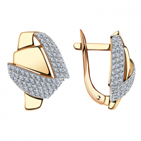 Золотые серьги Александра кл2417аск с фианитом кл2417аск фото