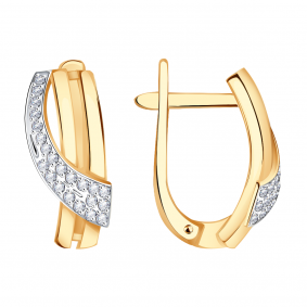 Золотые серьги Александра кл2420аск с фианитом кл2420аск фото