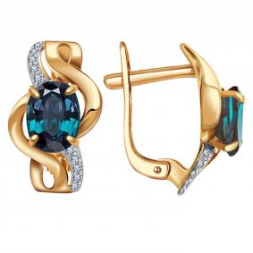 Золотые серьги Александра кл2425аск с бриллиантом и александритом кл2425аск фото