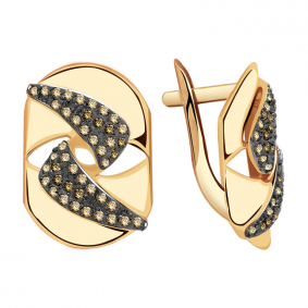 Золотые серьги Александра кл2428а-20ск-ш с фианитом кл2428а-20ск-ш фото