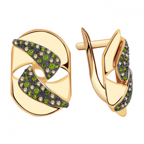 Золотые серьги Александра кл2428а-20ск с фианитом кл2428а-20ск фото