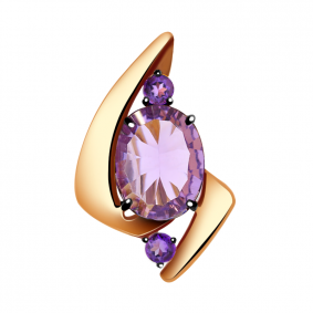 Золотая подвеска Александра кл2432б-3ск-си с фианитом и аметистом кл2432б-3ск-си фото