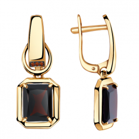 Золотые серьги Александра кл2442а-2ск-к с фианитом и гранатом кл2442а-2ск-к фото