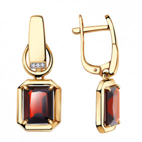 Золотые серьги Александра кл2442а-2ск с фианитом и гранатом кл2442а-2ск фото