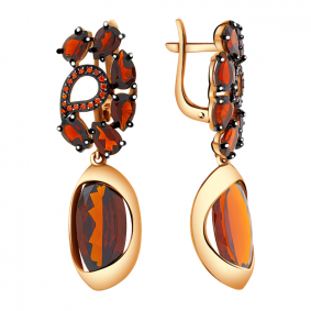 Золотые серьги Александра кл2451а-34ск с фианитом и гранатом кл2451а-34ск фото