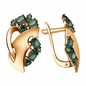 Золотые серьги Александра кл2455а-26ск с турмалином кл2455а-26ск фото