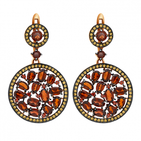 Золотые серьги Александра кл2458а-2ск с фианитом и гранатом кл2458а-2ск фото