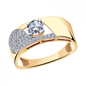 Золотое кольцо Александра кл2465-62ск с фианитом и Swarovski кл2465-62ск фото