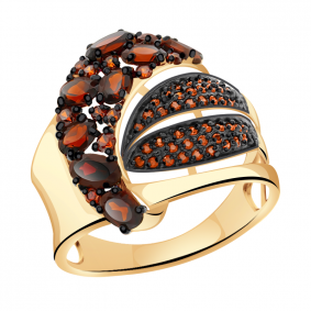 Золотое кольцо Александра кл2469-2ск-к с фианитом и гранатом кл2469-2ск-к фото