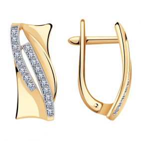 Золотые серьги Александра кл2474аск с фианитом кл2474аск фото