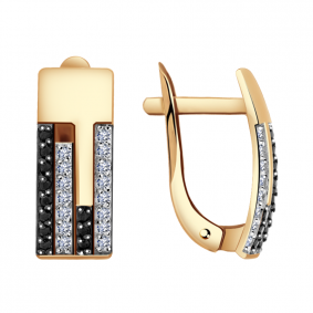 Золотые серьги Александра кл2485а-20ск-ч с фианитом кл2485а-20ск-ч фото