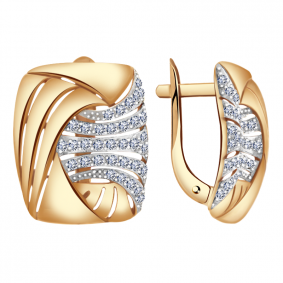 Золотые серьги Александра кл2486аск с фианитом кл2486аск фото