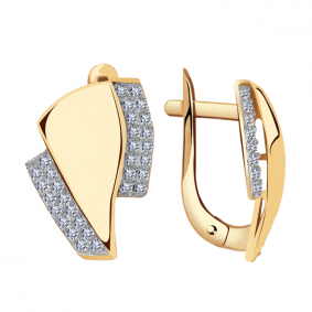 Золотые серьги Александра кл2489аск с фианитом кл2489аск фото