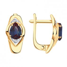 Золотые серьги Александра кл2497аск с бриллиантом и александритом кл2497аск фото