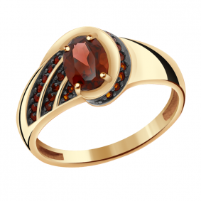 Золотое кольцо Александра кл2499-2ск-к с фианитом и гранатом кл2499-2ск-к фото