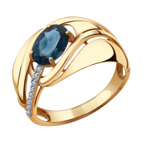 Золотое кольцо Александра кл2500-28ск с фианитом и Лондон топазом кл2500-28ск фото