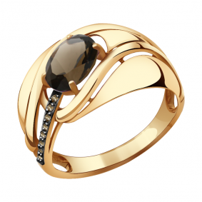 Золотое кольцо Александра кл2500-4ск-ш с фианитом и раухтопазом кл2500-4ск-ш фото