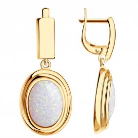 Золотые серьги Александра кл2501а-12ск с фианитом и агатом кл2501а-12ск фото