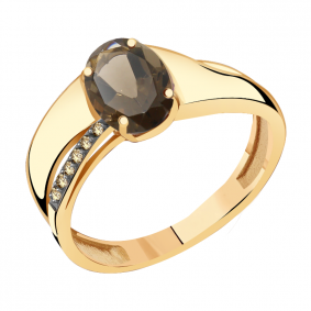 Золотое кольцо Александра кл2504-4ск-ш с фианитом и раухтопазом кл2504-4ск-ш фото