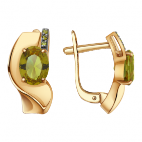 Золотые серьги Александра кл2504а-48ск-са с фианитом и султанитом кл2504а-48ск-са фото