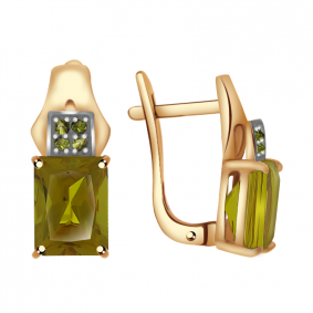 Золотые серьги Александра кл2505а-48ск-са с фианитом и султанитом кл2505а-48ск-са фото