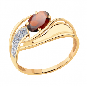 Золотое кольцо Александра кл2506-2ск с фианитом и гранатом кл2506-2ск фото