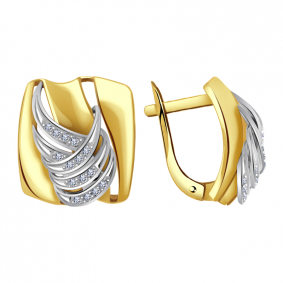 Серьги из лимонного золота Александра кл2508асбл с фианитом кл2508асбл фото