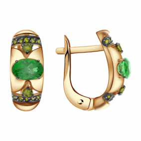 Золотые серьги Александра кл2509а-26ск с фианитом и турмалином кл2509а-26ск фото