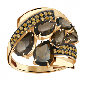 Золотое кольцо Александра кл2510-4ск-ш с фианитом и раухтопазом кл2510-4ск-ш фото