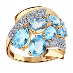 Золотое кольцо Александра кл2510-78ск с топазом и фианитом кл2510-78ск фото