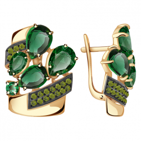 Золотые серьги Александра кл2510а-26ск-са с фианитом и турмалином кл2510а-26ск-са фото