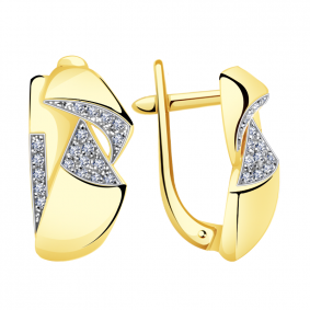 Серьги из лимонного золота Александра кл2513асл с фианитом кл2513асл фото