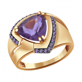 Золотое кольцо Александра кл2515-9ск с фианитом и александритом кл2515-9ск фото