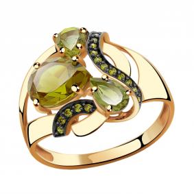 Золотое кольцо Александра кл2516-48ск-са с фианитом и султанитом кл2516-48ск-са фото