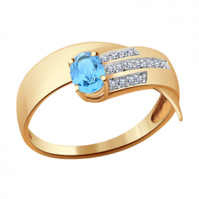 Золотое кольцо Александра кл2519-78ск с топазом и фианитом кл2519-78ск фото