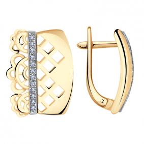 Золотые серьги Александра кл2520аск с фианитом кл2520аск фото