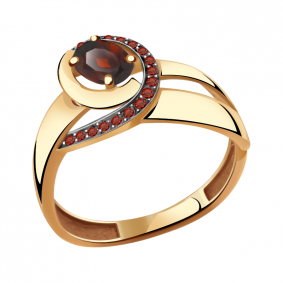 Золотое кольцо Александра кл2521-2ск с фианитом и гранатом кл2521-2ск фото