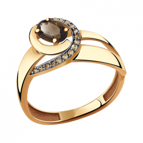 Золотое кольцо Александра кл2521-4ск-ш с фианитом и раухтопазом кл2521-4ск-ш фото