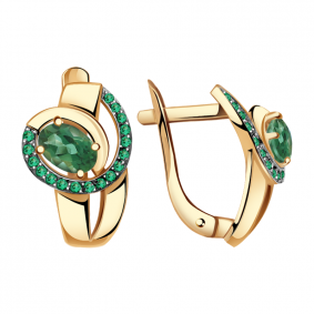 Золотые серьги Александра кл2521а-26ск-з с фианитом и турмалином кл2521а-26ск-з фото