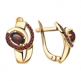 Золотые серьги Александра кл2521а-2ск с фианитом и гранатом кл2521а-2ск фото