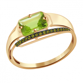 Золотое кольцо Александра кл2522-5ск-са с фианитом и хризолитом кл2522-5ск-са фото