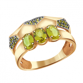 Золотое кольцо Александра кл2526-48ск-са с фианитом и султанитом кл2526-48ск-са фото